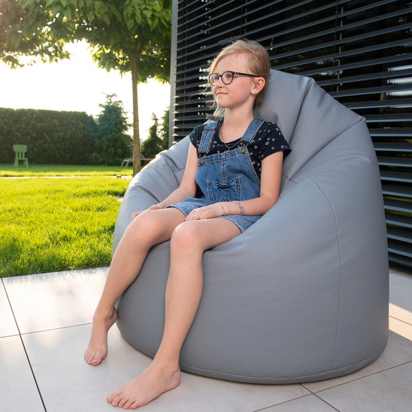 Pouf poire coussin de sol intérieur/extérieur en simili cuir pour enfants et adultes, plusieurs couleurs et tailles au choix