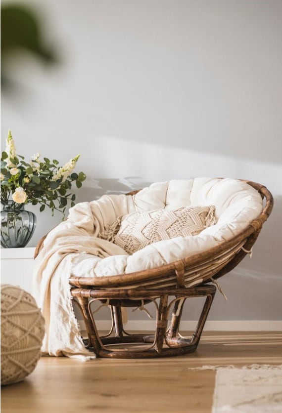 Papasan, Auflage, Sesselkissen Gartenkissen Gartenschaukelkissen gesteppt mit Schlaufen Papasankissen