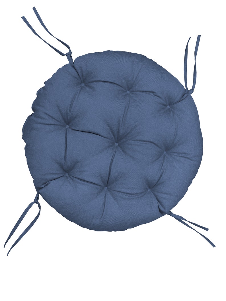 Papasan, coussin, coussin de fauteuil, coussin de jardin, coussin de balançoire de jardin, matelassé avec passants. 20-blau