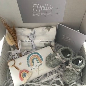 Set de regalo para nueva mamá - Regalo para recién nacido - Set de regalo para recién nacido - Set de regalo para bebé - Regalo para bebé - Cesta para bebé - Regalo de maternidad - Regalo para futura mamá - Babero - Manta