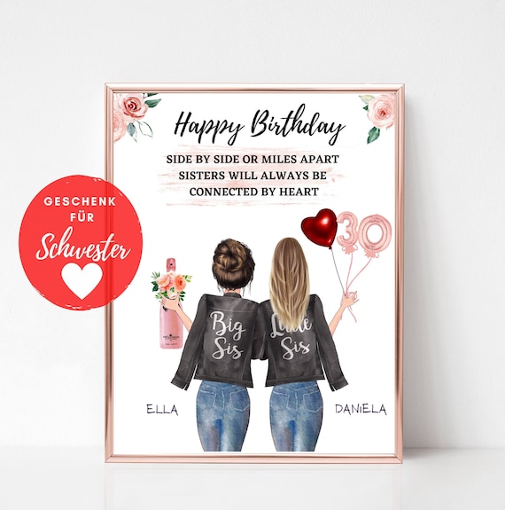 Was Schenke Ich Meiner Schwester Zum Geburtstag Schwester Geburtstag Geschenk Bild Personalisiert Poster | Etsy