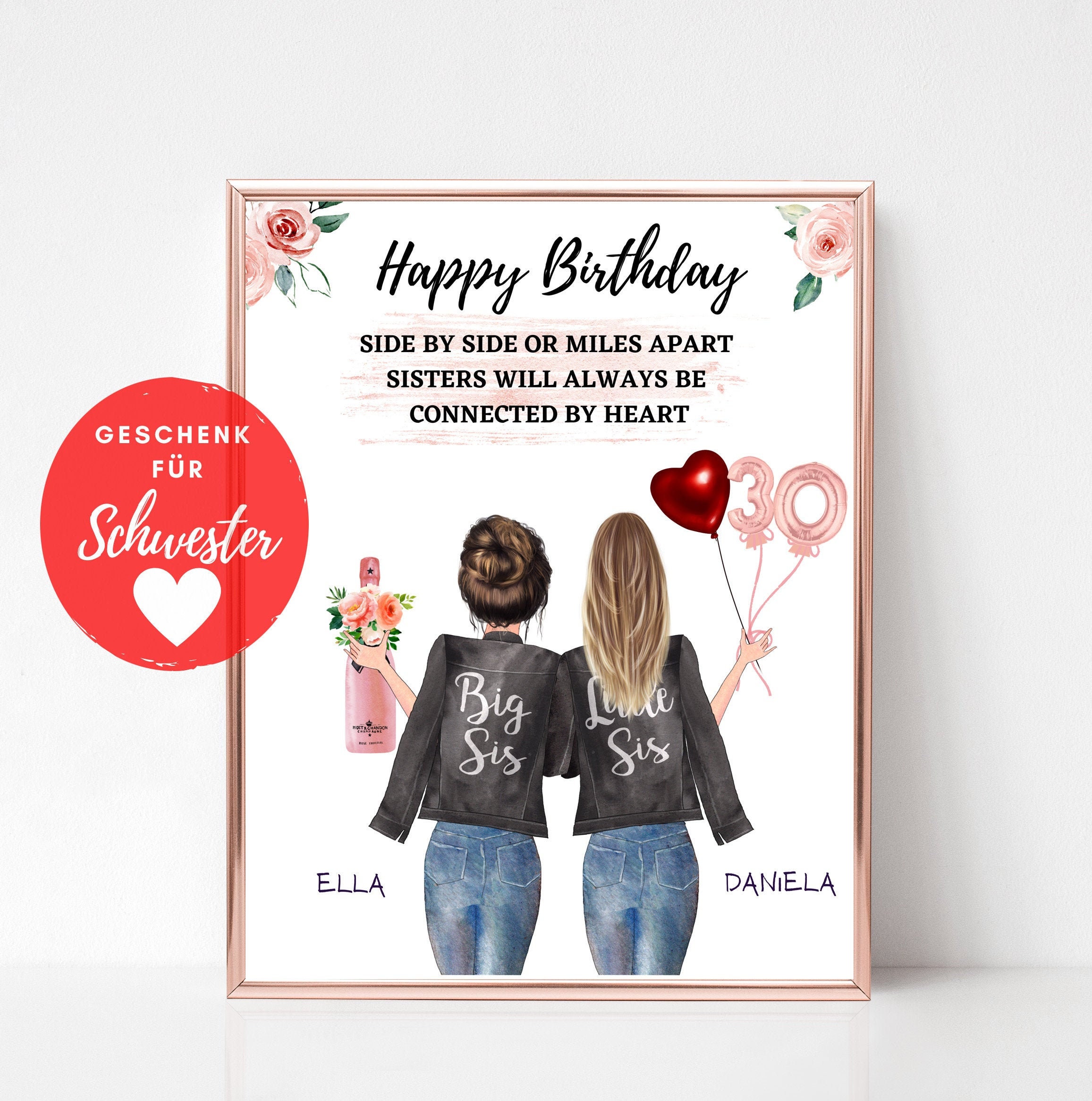 Schwester Geburtstag Geschenk Bild Personalisiert Poster Etsy