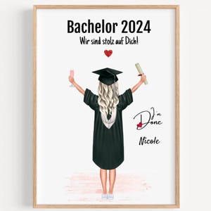 Personalisiertes Abschlussgeschenk Poster für Tochter, Bachelor Master Studium Prüfung bestanden, Abschluss Ausbildung Mädchen