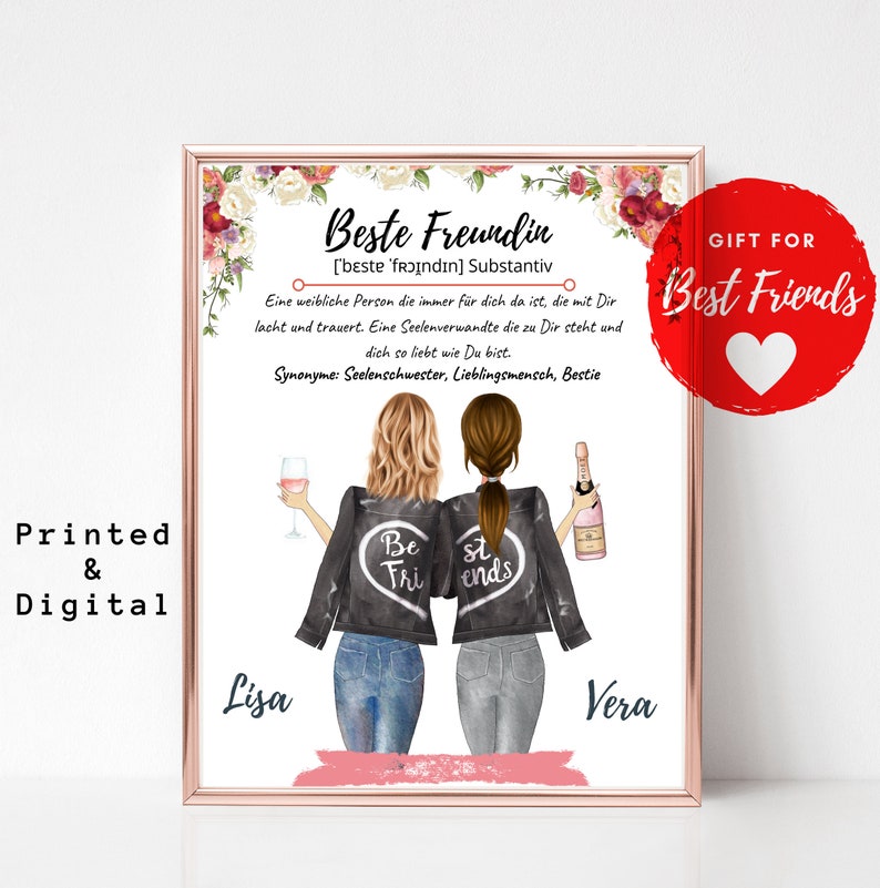 Beste Freundin Geschenk Personalisiert Freundinnen Bild Etsy