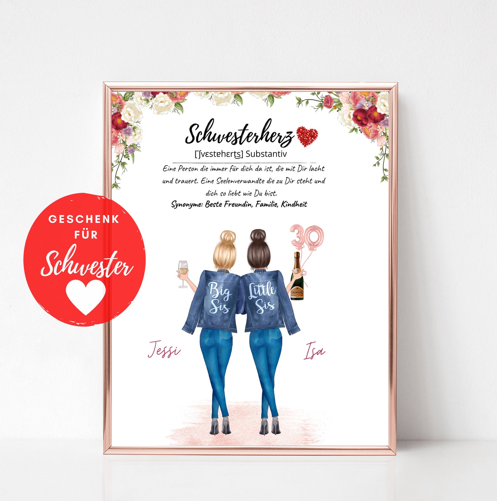 Schwester Geschenk Geburtstag Bild Personalisiert Poster Etsy