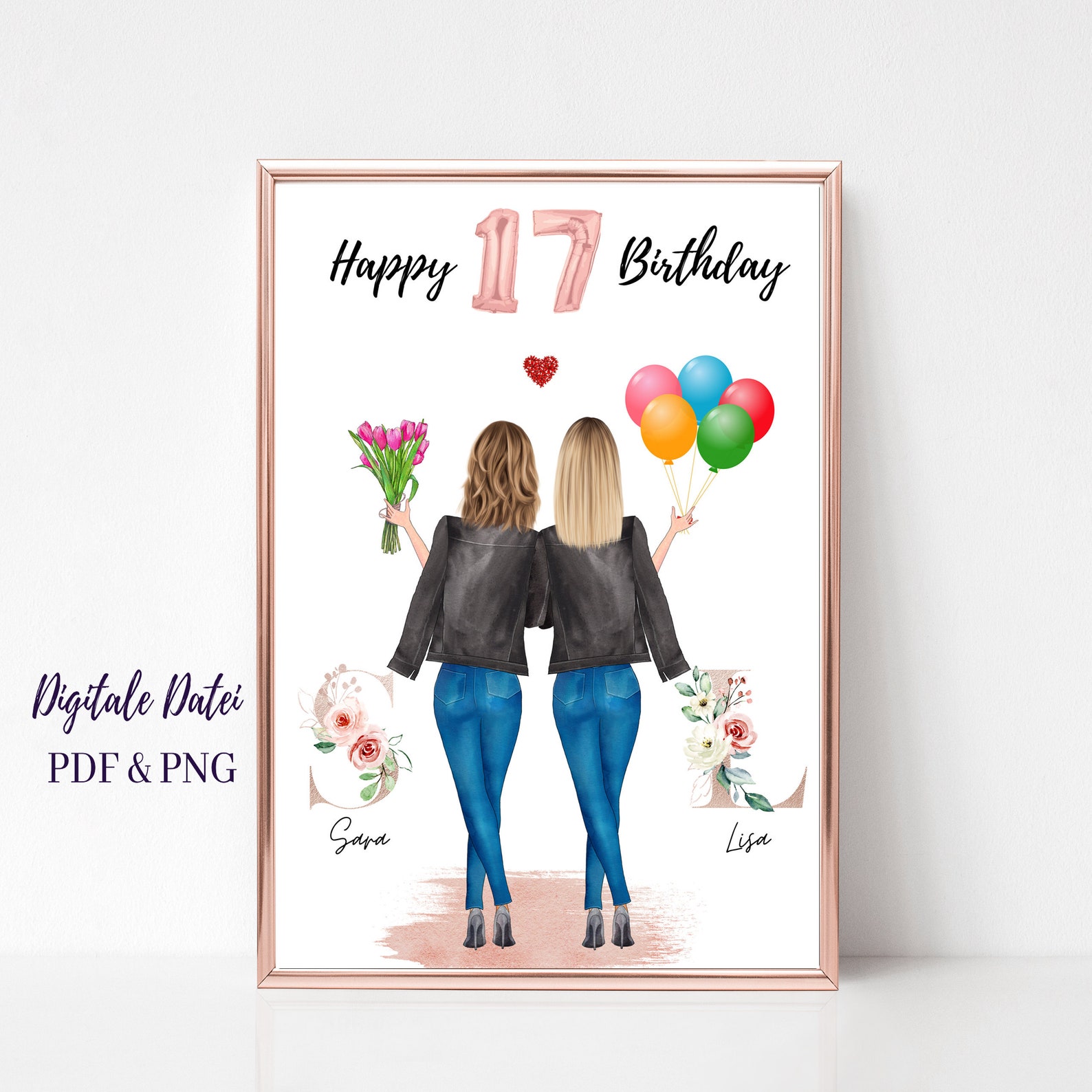 17 Geburtstag Geschenk Poster Personalisiert Beste Freundin Etsy