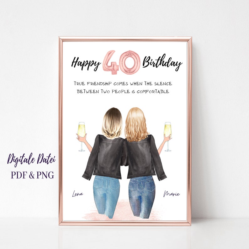 40. Geburtstag Beste Freundin Geburtstag Poster Etsy