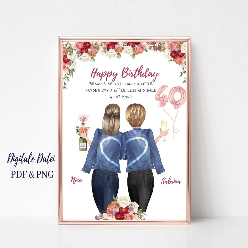 40 Geburtstag Geschenk Beste Freundin Geburtstagsgeschenk Etsy