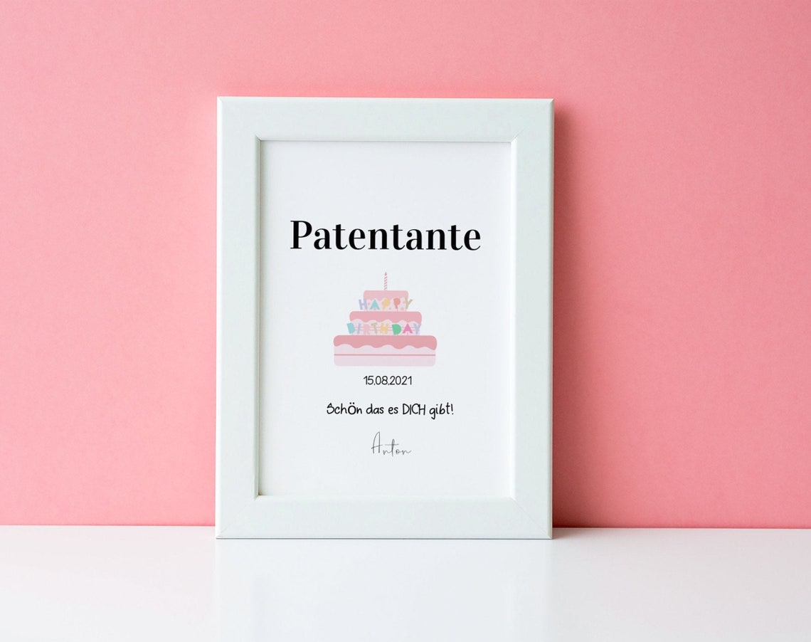 Patentante Geburtstag Geschenk Poster Personalisierbar Etsy