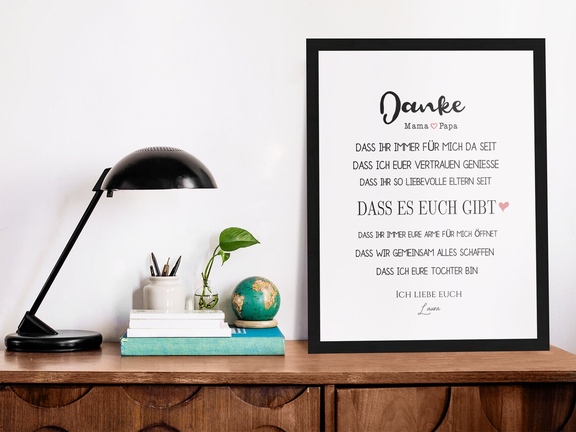 Danke Mama Papa Eltern Danke sagen Danke Eltern Geschenk | Etsy