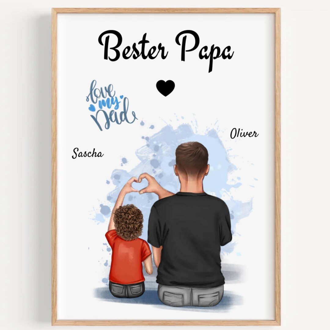 Papa Sohn Kind Bild Geschenk personalisiert, Vater Geburtstag, Vatertag