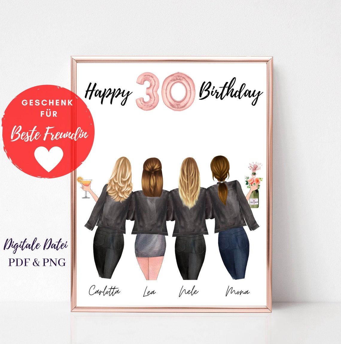 30 Geburtstag Beste Freundin 4 Beste Freundin Freundinnen Etsy