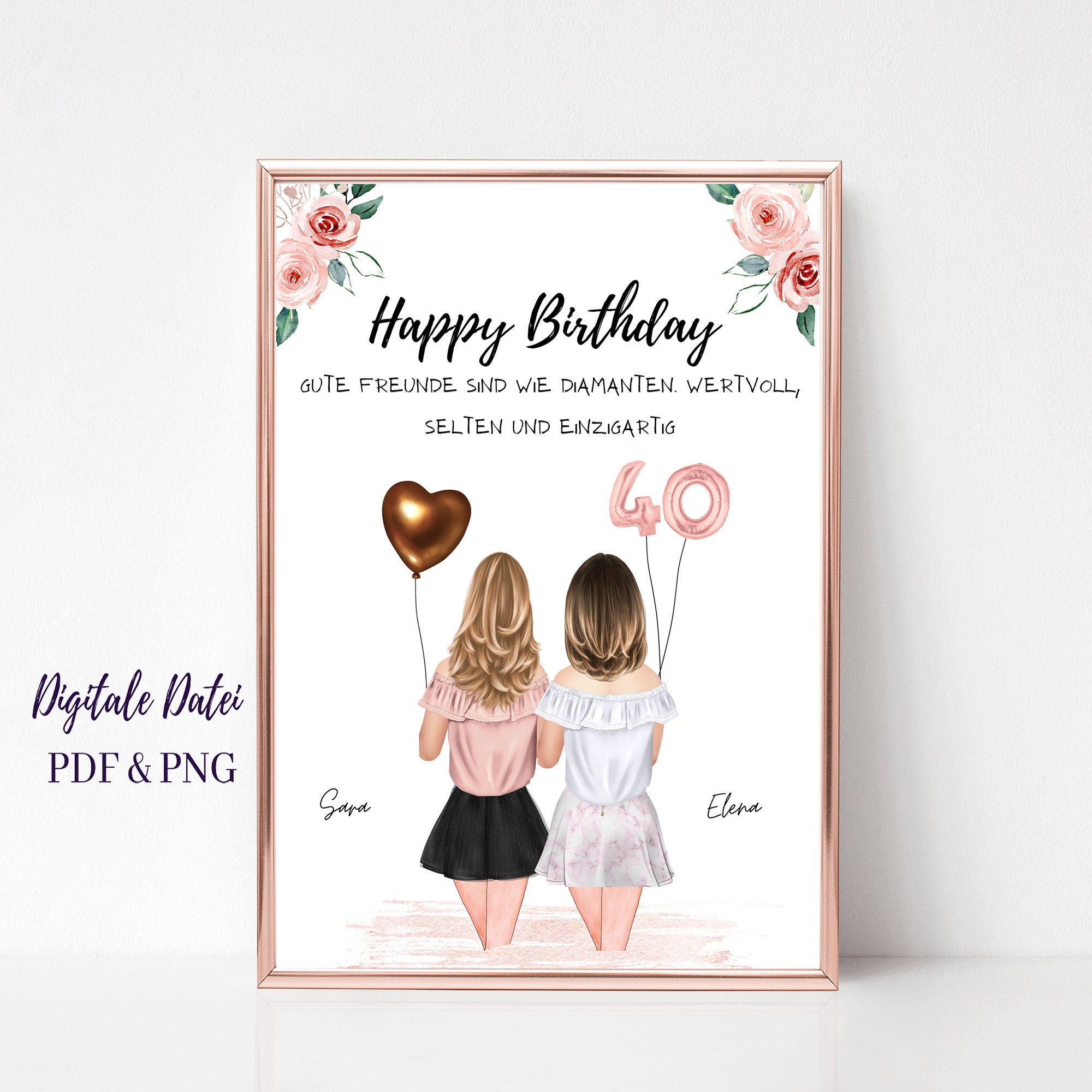 Beste Freundin 40 Geburtstag Geschenk Poster 40 Geburtstag Etsy