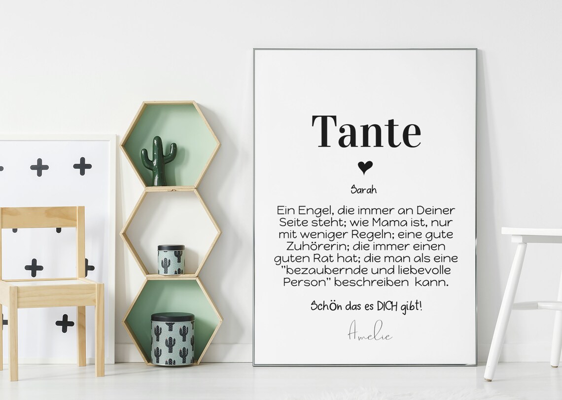 Tante Definition Geschenk Poster Personalisiert Danke Tante Etsy