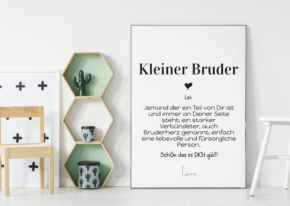 Kleiner Bruder Definition Poster Geschenk Personalisiert