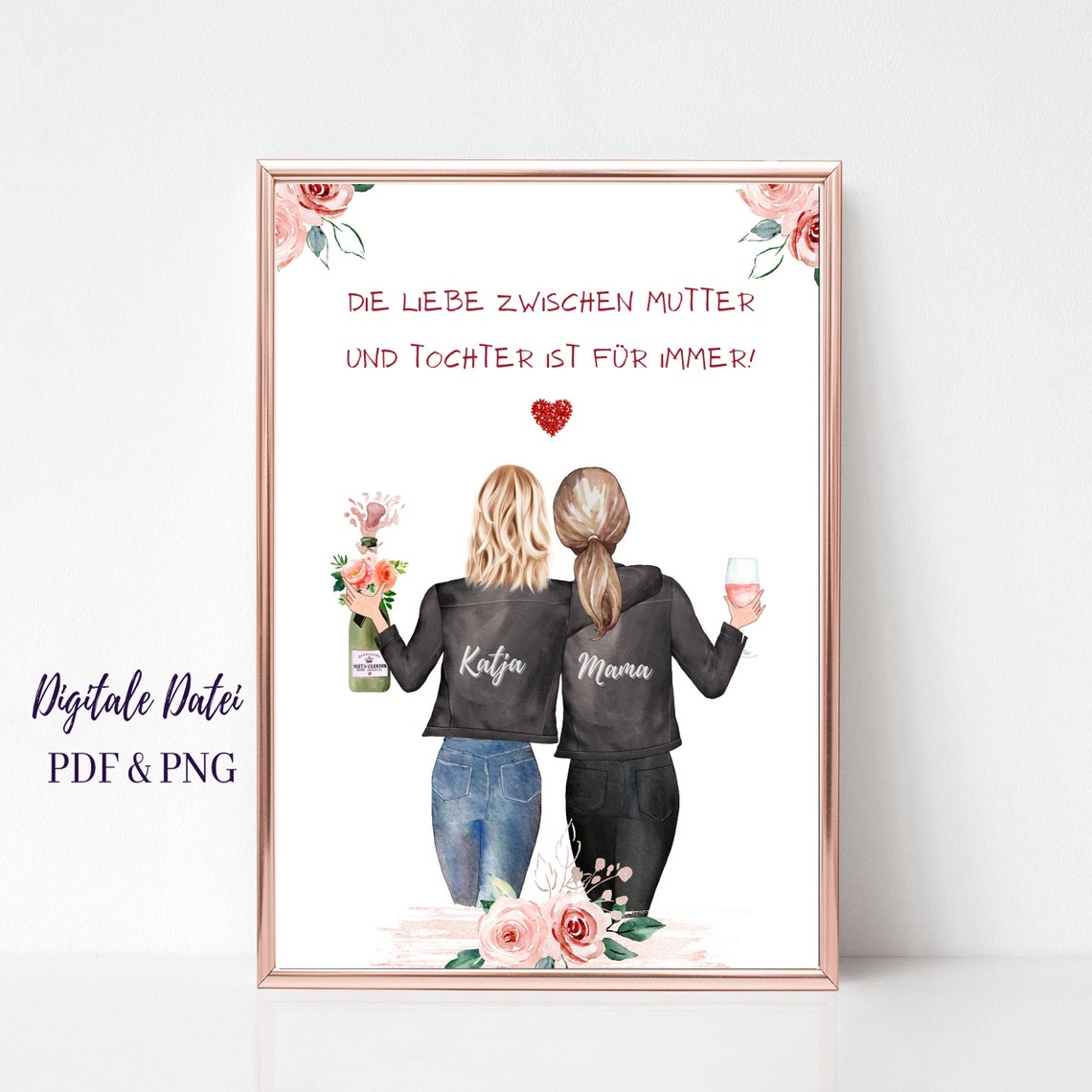 Mutter Tochter Bild Muttertag Geschenk Mutter Geburtstag Etsy
