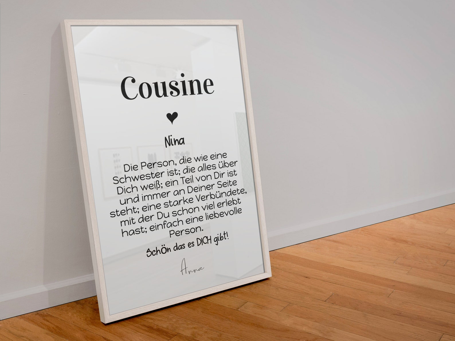 Cousine Geschenk Poster Definition Cousin Geschenk Etsy