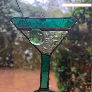 Stained Glass Cocktail Martini Glass Suncatcher Bar