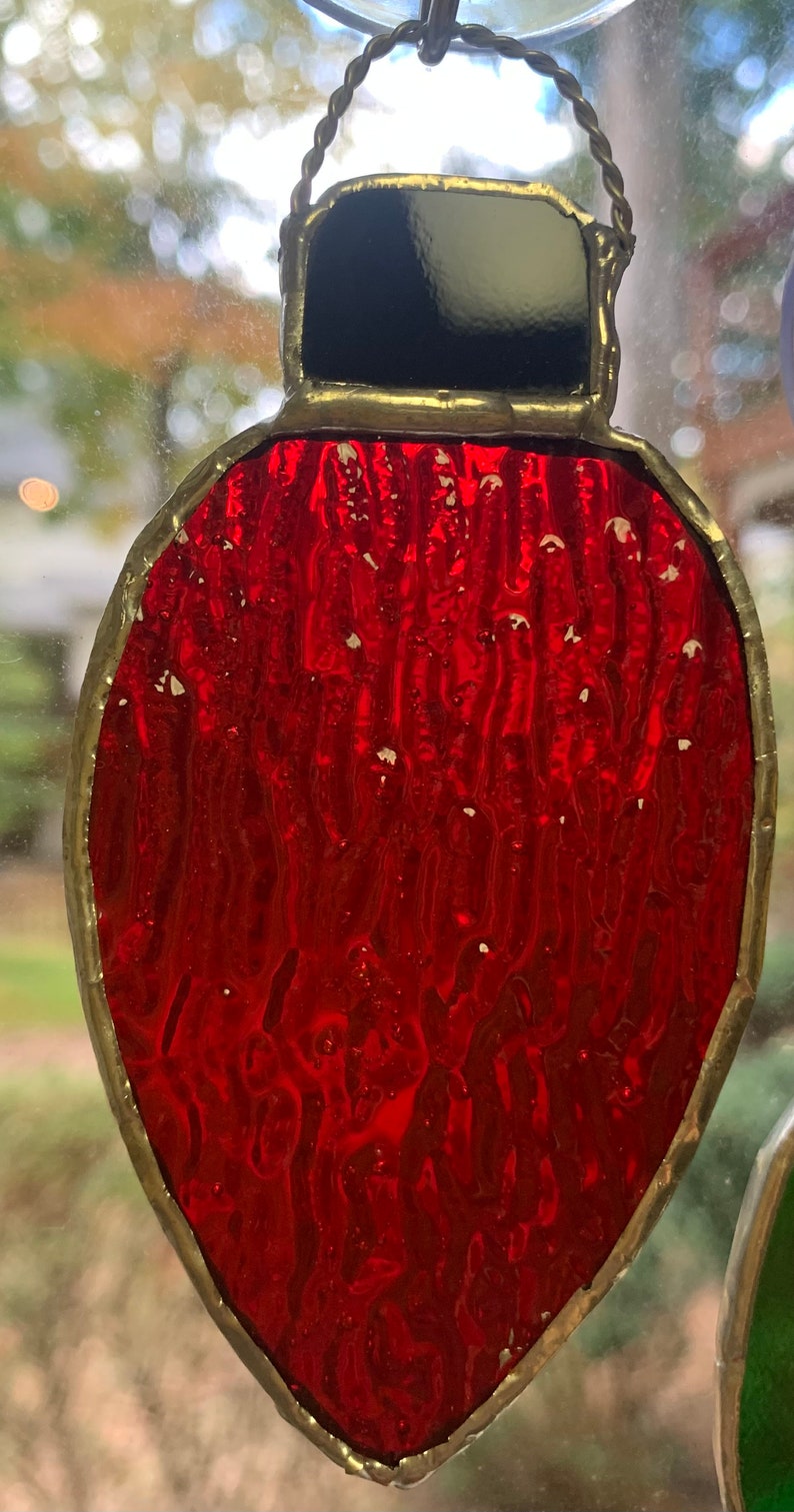 Stained Glass Christmas Light Bulbs Decor Ornaments Etsy