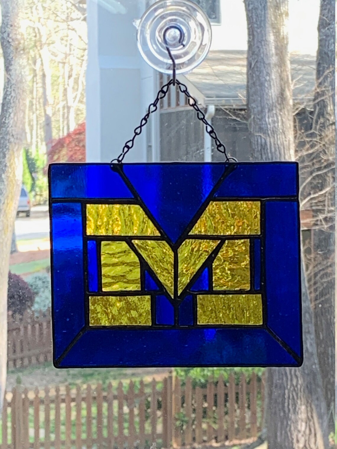 University of Michigan Stained Glass Suncatcher U of M Etsy