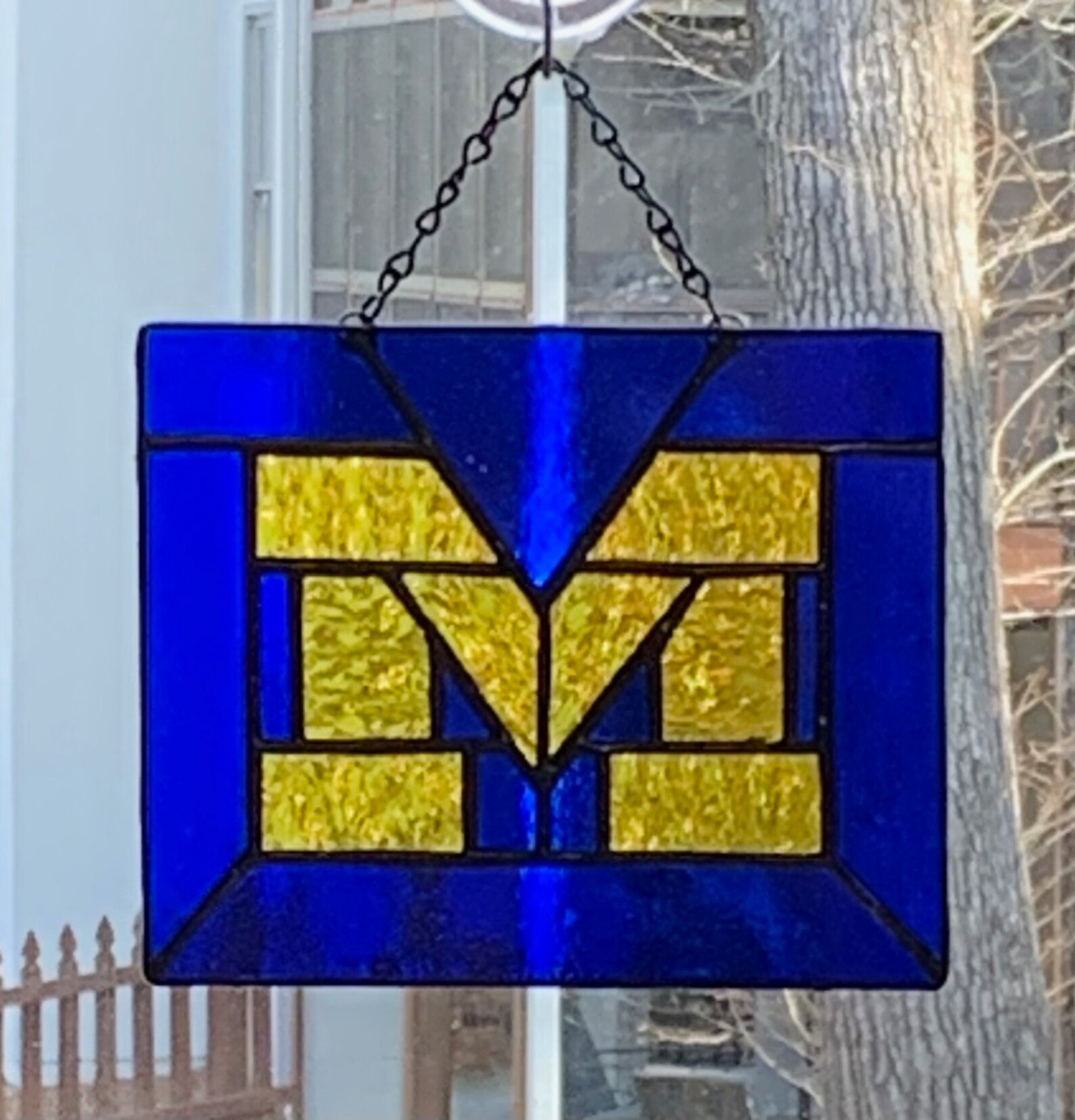 University of Michigan Stained Glass Suncatcher U of M Etsy