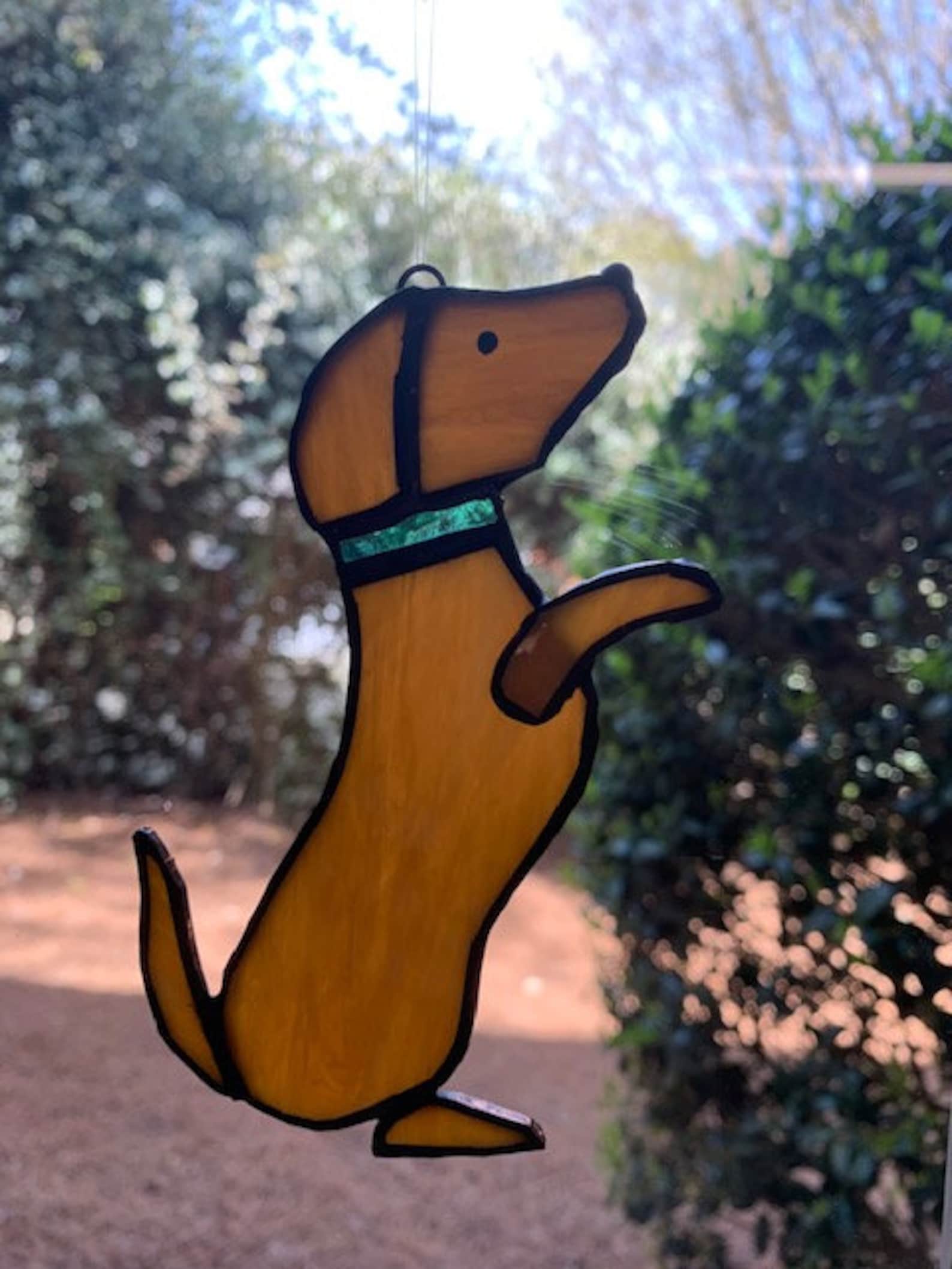 Begging Dachshund Stained Glass Suncatcher Etsy