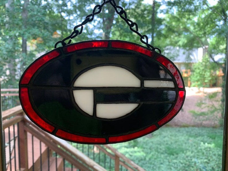 University of Stained Glass Suncatcher UGA 2 Sizes Etsy