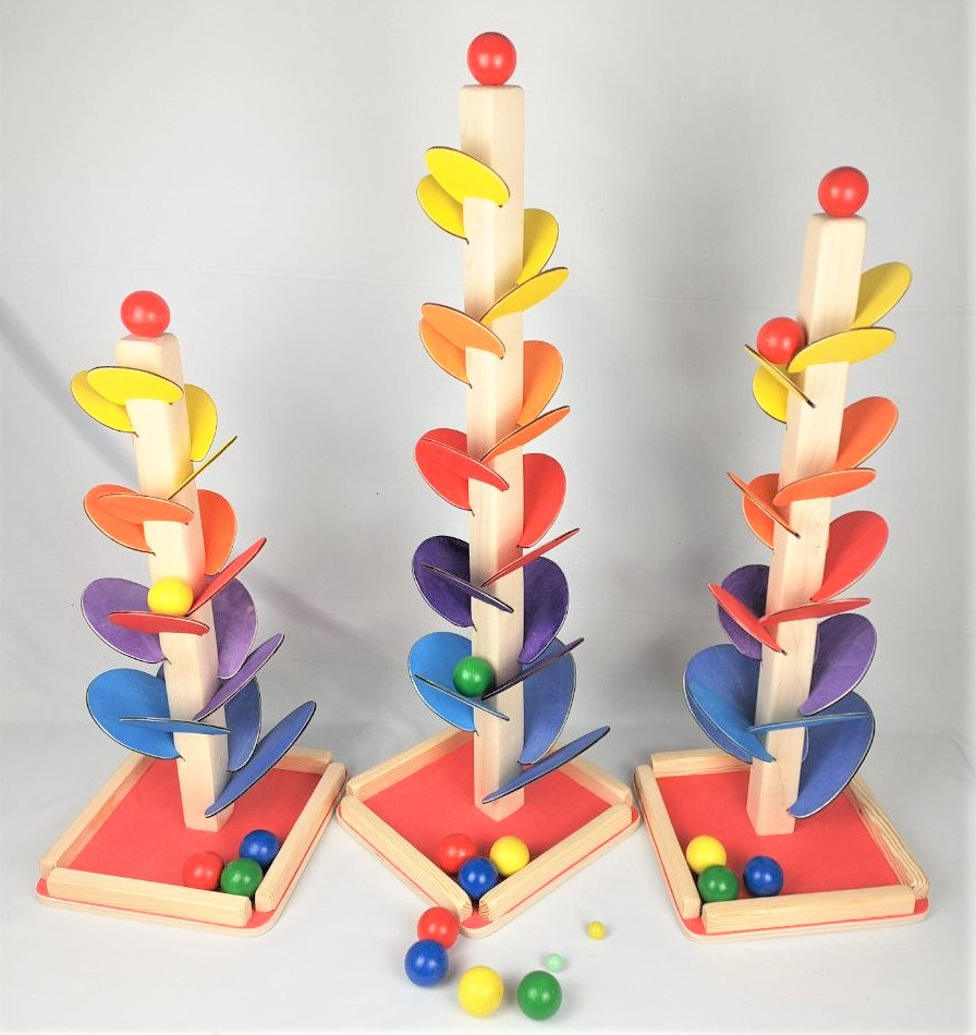 Wondertoys Arbre à Musique En Bois Arc-en-Ciel Avec Balle En Marbre Pour Enfants Filles Et Garçons