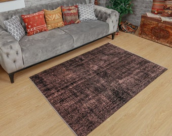 Alfombra de 1,19 m x 1,80 m con aspecto envejecido, alfombra vintage para baño, alfombra bohemia oscura de estilo art déco, alfombra descolorida para sala de estar, 2103041821