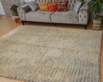 Tapis Berbère Marocain Fait Main – Laine De Mouton, 5x8 Ft, Motif Géométrique Bohème