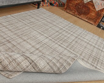 Minimal Hand Tufted Office  Rug, 5'7" x 7'10" Living Room Carpet , 2102191750