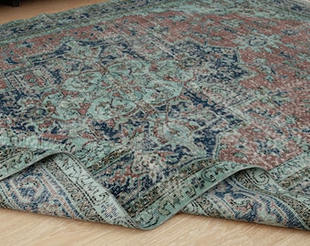 distressed vintage  bedroom rug, 6'4" x 9'9"  Turkish office carpet , 2501178734