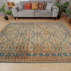 6x9 geometric woven wool rug, handmade rug, Area rug, 6&#39;5&quot; x 9&#39;5&quot; retro bedroom rug 2307256863