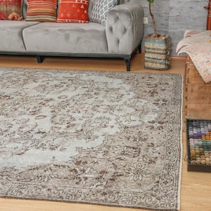 6x10 Bed Plan Turkish Rug ,Distressed Rug,Vintage Oushak Rug,6&#39;5&quot; x 10&#39;  Large Office rug 201018740