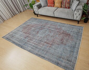 Distressed Vintage Faded Area  Rug, 5'5" x 9' dining room carpet  2111243392