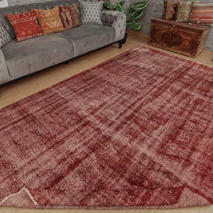 6x10 red handmade rug, home decor rug, faded red rug, 6&#39;3&quot; x 10&#39; bedroom rug, 2210135882