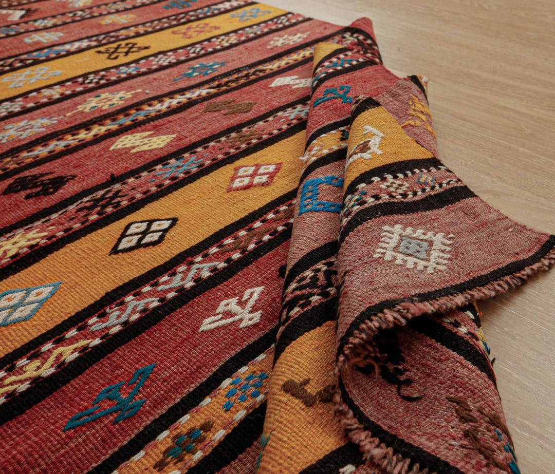 Boho Rug Simple Red Boho Hand Woven Red Orange Hallway Rug, 3'1
