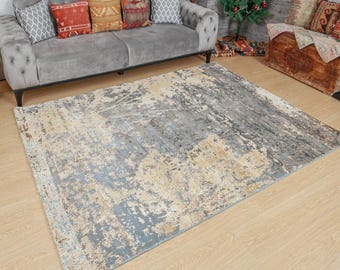 Modern Minimal Living Room Carpet, 5'9" x 7'8" Abstract Full Pile Office Rug 2102211759