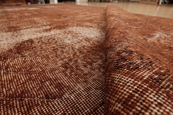 distressed brown area rug, 7'9" x 11'10" Turkish Vintage Bedroom Carpet 2511209604