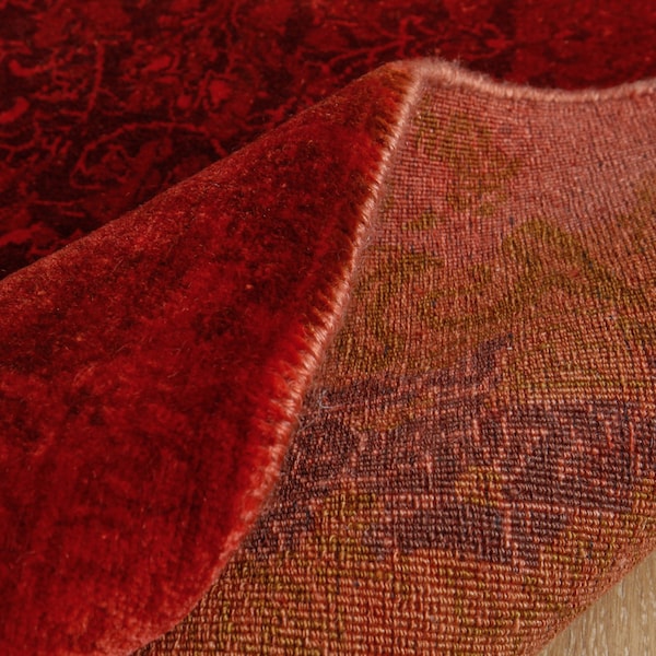 Red New Handmade rug 5x6  , bedroom rug , 4'6" x 6'3" Abstract area rug 2012181079