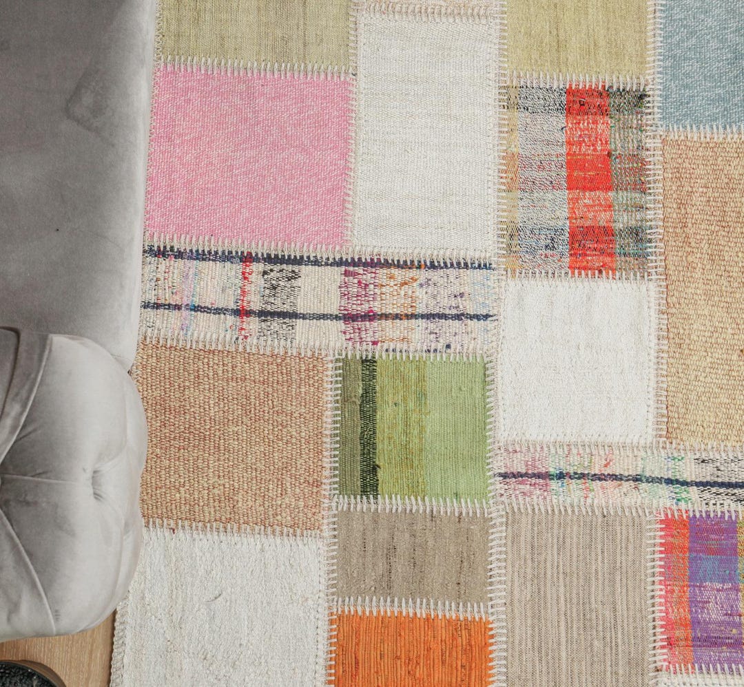 7x10 Rustic Patchwork Area Rug , 6'7