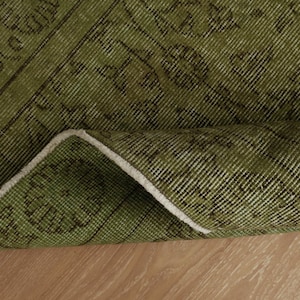 5x8 distressed green vintage rug, retro bedroom rug, 4&#39;8&quot; x 8&#39;2&quot; Handmade Rug 2407317427
