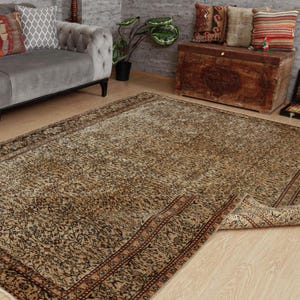 6x10 Turkish Living Room Rug , beige brown oriental rug, 6&#39;4&quot; x 9&#39;10&quot;  Area Rug, 2501159065