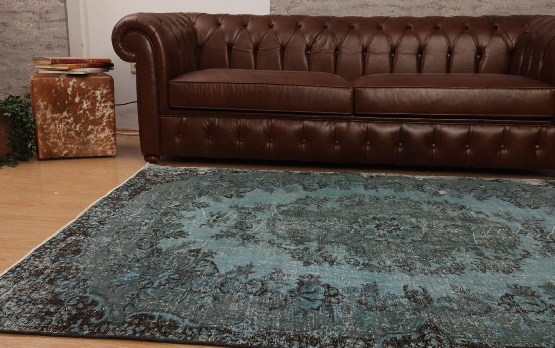 6x7 Vintage Sky Blue Floral Turkish Rug Entrance Area Rug ,bathroom Rug ...