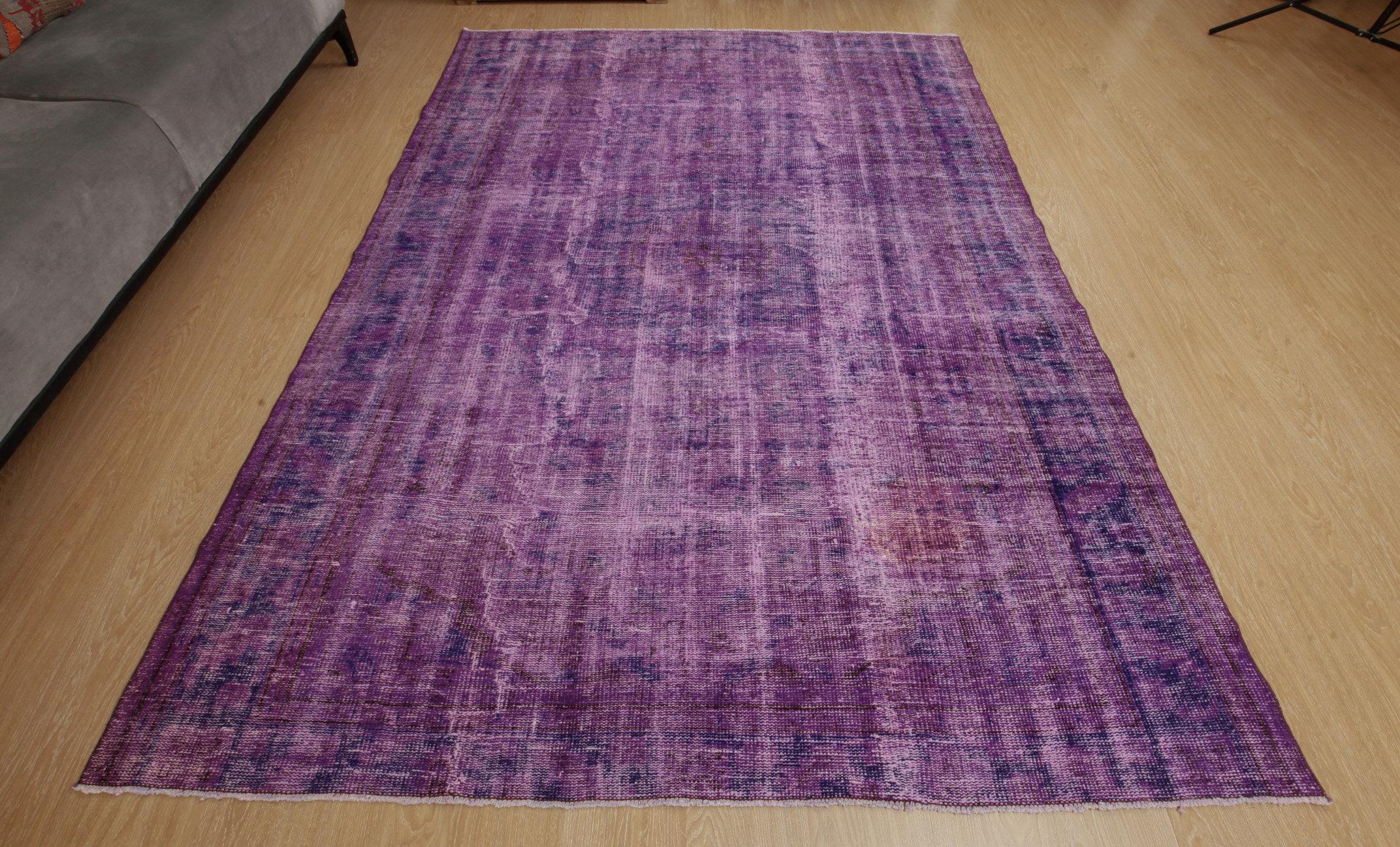 7x9 retro faded purple blue rug, Turkish rug, 6'6" x 9'1"rug for living room, 2310126794