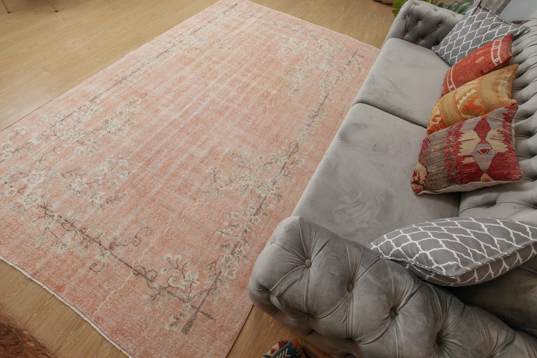 Victorian Peach Color Rug 6x10 Floral Living Room Carpet, Farmhouse Peach Color Rugs,6'3 X 10'2 ...