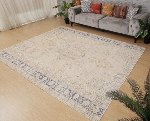 Handgeknüpfter beige blauer türkischer Teppich, 180 x 230 cm Teppich 2403307570