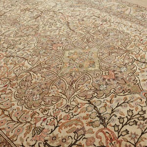 6x9 beige green brown area rug, Turkish vintage rug, 6&#39;3&quot; x 8&#39;10&quot; Living Room Rug 2501169101