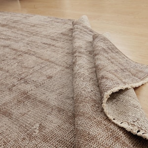 5x9 distressed brown rug , retro dining room rug,  5&#39;4&quot; x 8&#39;6&quot; Vintage Turkish Rug 2502039185
