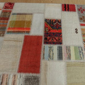 5x8 Bohemian  Patchwork Rug , Vintage Living Room Kilim , 5'3" x 7'6" Patchwork Rug 2107302744
